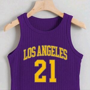 SHEIN Purple Los Angeles 21 Tank Top